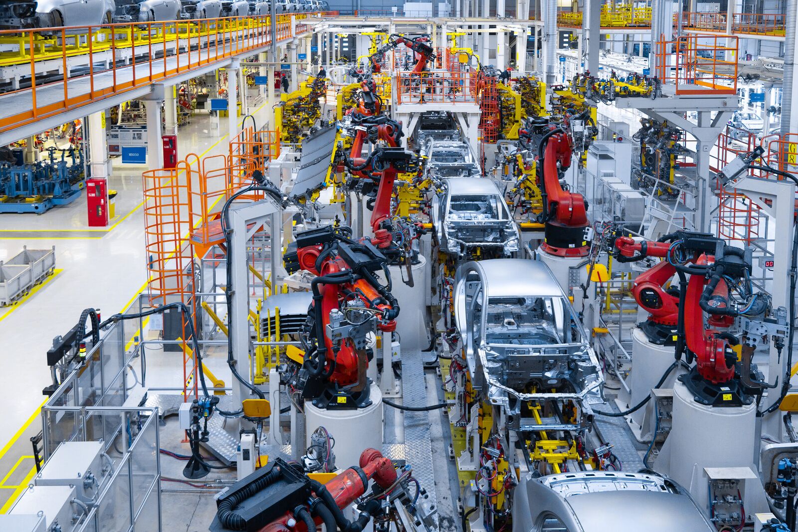 Modern automobile production line in a high-tech assembly plant